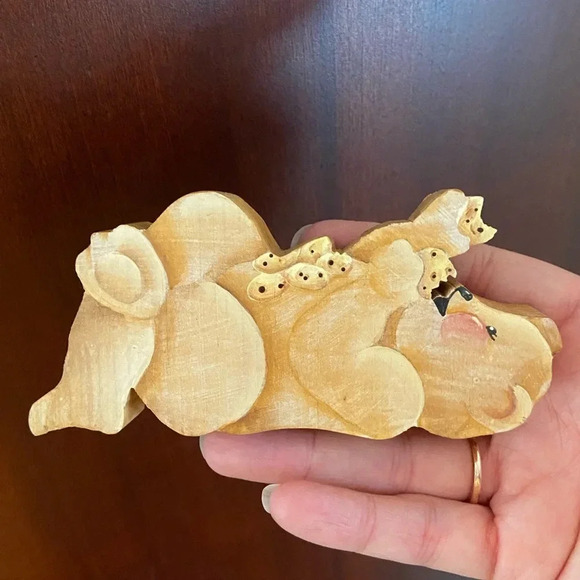 Lot of 4 Folk Art Hand Painted Bear & Duck Wood Decor Artist Signed D. Martin - Picture 6 of 12